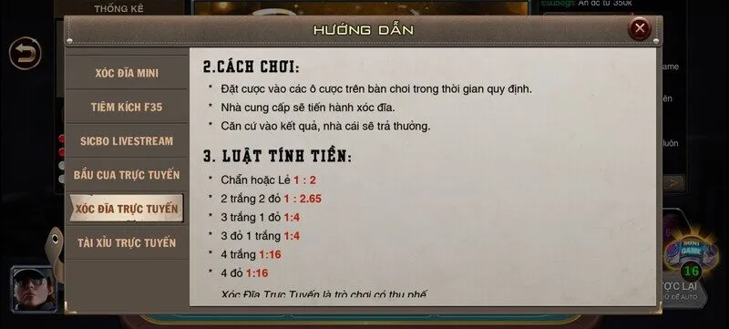 Hướng dẫn chơi xóc đĩa livestream W88